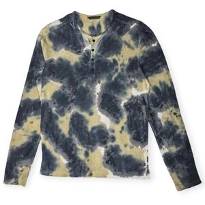 John Varvatos Tie Dye Henley Long Sleeve Shirt Pima Cotton Sample M